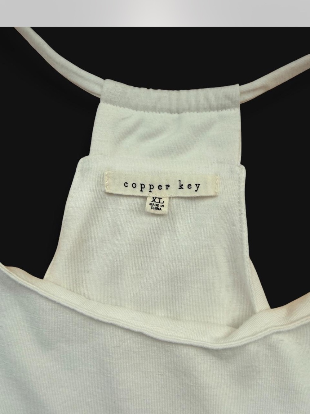 Copper Key White Ruffle-Hem Halter Cami - Picture 3 of 5